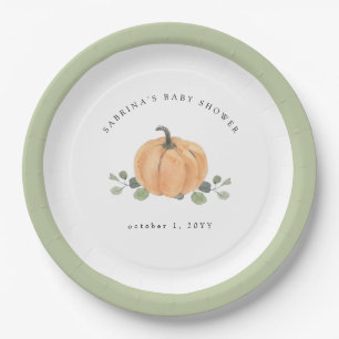 Fall Watercolor Pumpkin Paper Plates