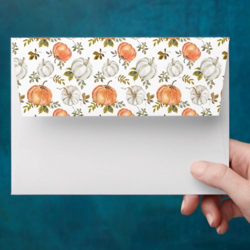 Fall Watercolor Pumpkin Pattern Envelope