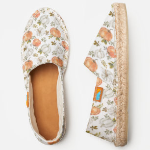 Fall Watercolor Pumpkin Pattern Espadrilles