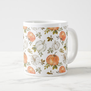 Fall Watercolor Pumpkin Pattern Giant Coffee Mug