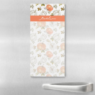 Fall Watercolor Pumpkin Pattern Magnetic Notepad