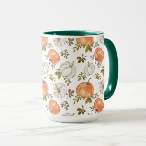 Fall Watercolor Pumpkin Pattern Mug