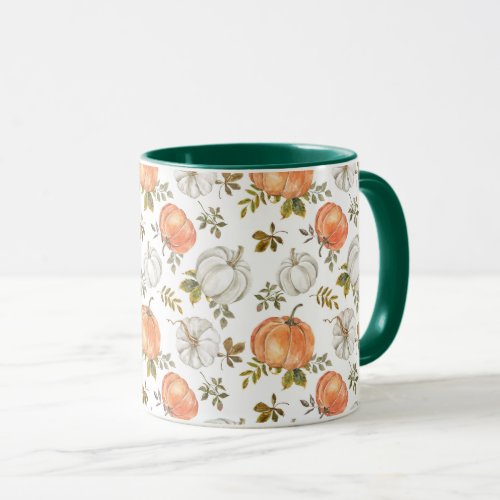 Fall Watercolor Pumpkin Pattern Mug