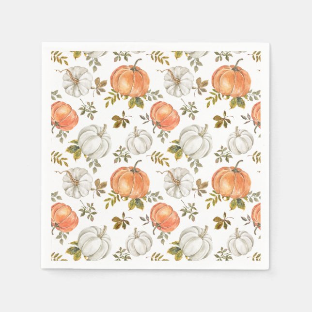 Fall Watercolor Pumpkin Pattern Napkins (Front)