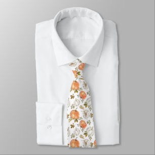 Fall Watercolor Pumpkin Pattern Neck Tie