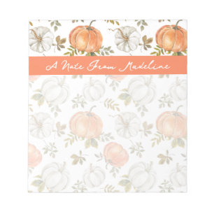 Fall Watercolor Pumpkin Pattern Notepad
