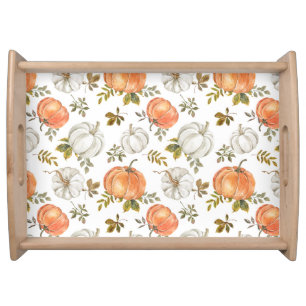 Fall Watercolor Pumpkin Pattern Serving Tray