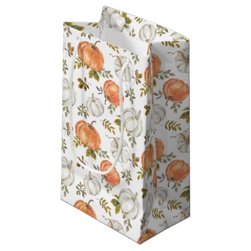 Fall Watercolor Pumpkin Pattern Small Gift Bag