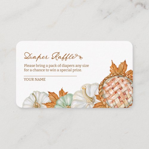 Fall Watercolor Pumpkin Pie Diaper Raffle Enclosure Card