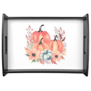 Fall Watercolor Pumpkin Serving Tray