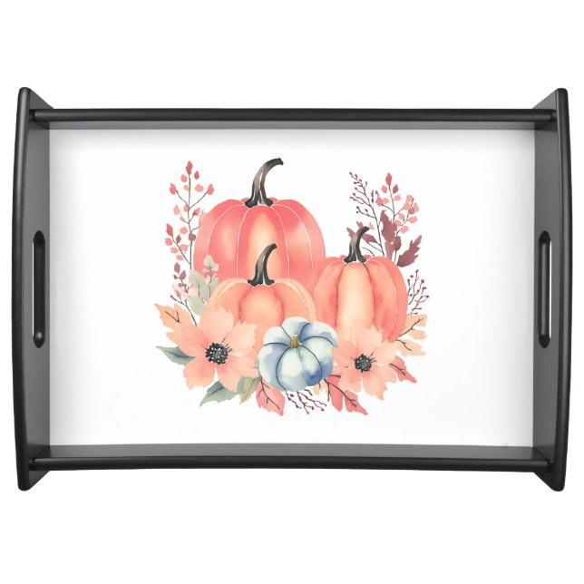 Fall Watercolor Pumpkin Serving Tray (Front)