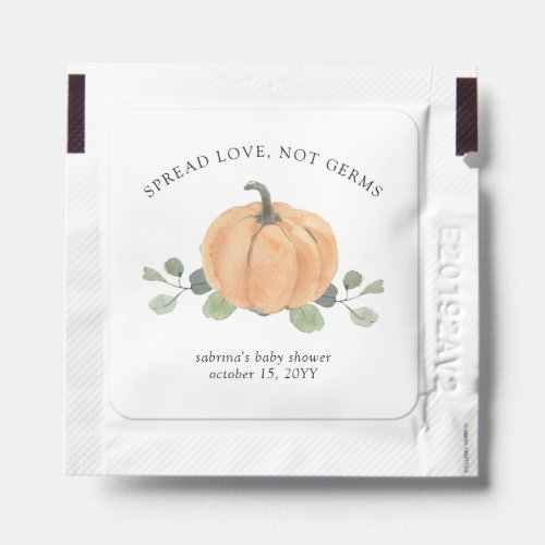 Fall Watercolor Pumpkin Spread Love Not Germs Hand Sanitizer Packet