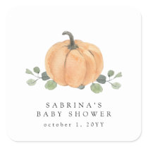 Fall Watercolor Pumpkin Square Sticker
