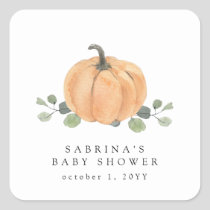 Fall Watercolor Pumpkin Square Sticker