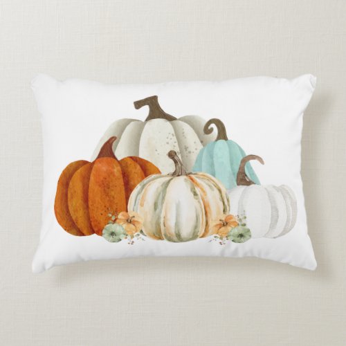 Fall Watercolor Pumpkins Accent Pillow
