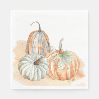 Fall Watercolor Pumpkins Thanksgiving Napkins