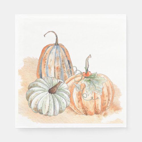 Fall Watercolor Pumpkins Thanksgiving Napkins