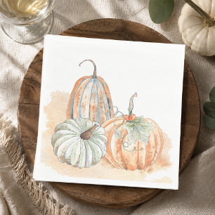 Fall Watercolor Pumpkins Thanksgiving Napkins