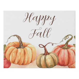 Fall watercolor pumpkins with customizable text faux canvas print