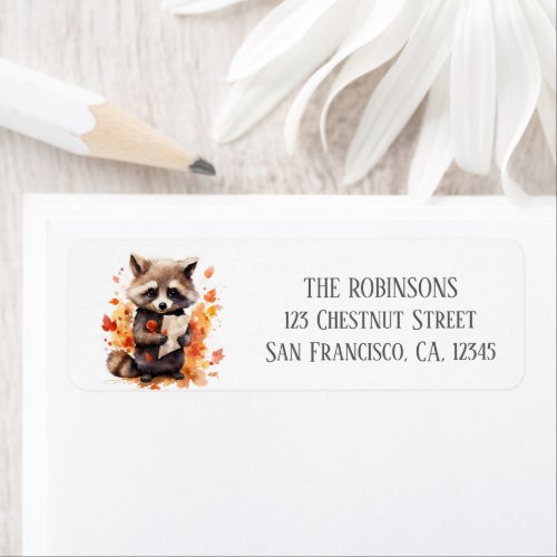 Fall Watercolor Raccoon _ Return Address Label