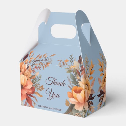 Fall Watercolor Rustic Floral Thank You Wedding  Favor Boxes