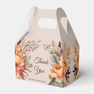 Fall Watercolor Rustic Floral Thank You Wedding Favor Boxes