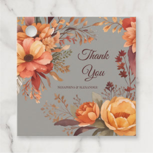 Fall Watercolor Rustic Floral Thank You Wedding Favor Tags