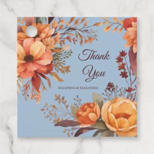 Fall Watercolor Rustic Floral Thank You Wedding Favor Tags