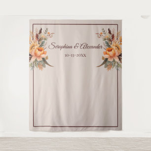 Fall Watercolor Rustic Floral Wedding Backdrop