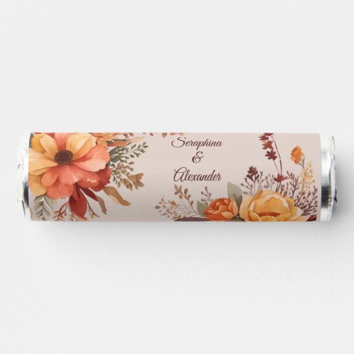 Fall Watercolor Rustic Floral Wedding Breath Savers Mints
