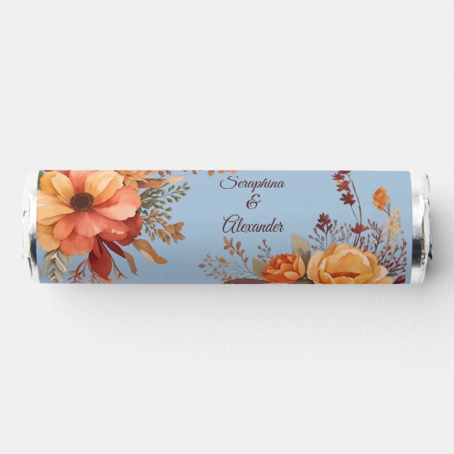 Fall Watercolor Rustic Floral Wedding Breath Savers® Mints (Front)