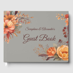 Fall Watercolor Rustic Floral Wedding Guest Book