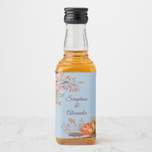 Fall Watercolor Rustic Floral Wedding Liquor Bottl Liquor Bottle Label