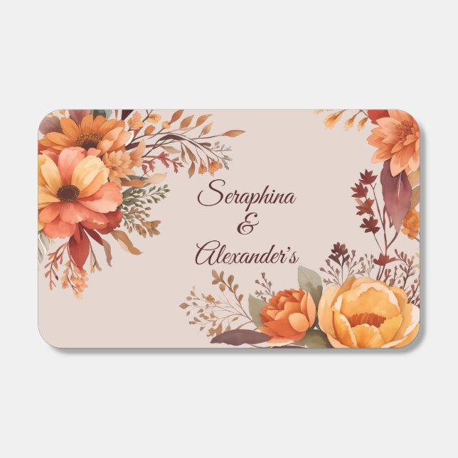 Fall Watercolor Rustic Floral Wedding  Matchboxes (Front)