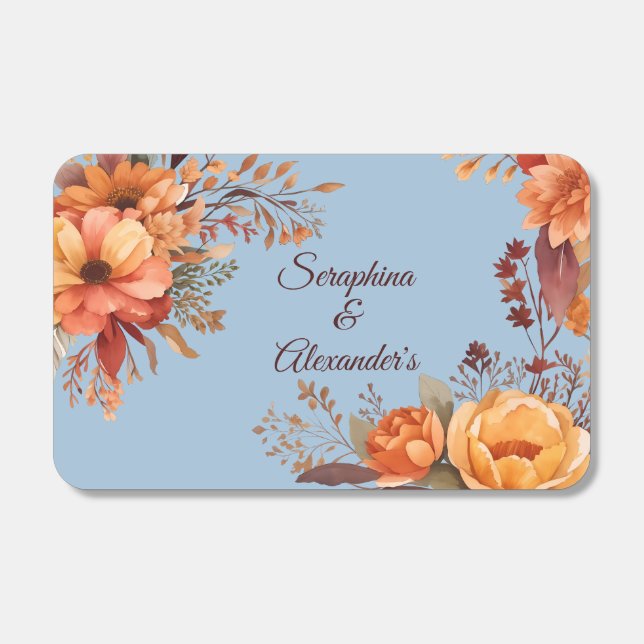 Fall Watercolor Rustic Floral Wedding  Matchboxes (Front)