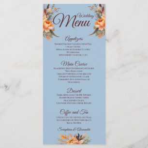 Fall Watercolor Rustic Floral Wedding Menu