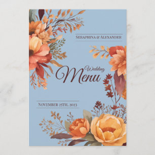 Fall Watercolor Rustic Floral Wedding Menu