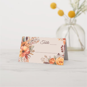 Fall Watercolor Rustic Floral Wedding  Place Card