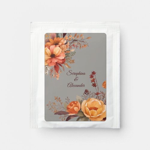 Fall Watercolor Rustic Floral Wedding Tea Bag Drink Mix