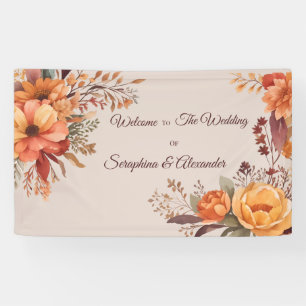 Fall Watercolor Rustic Floral Welcome Wedding  Banner