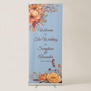 Fall Watercolor Rustic Floral Welcome Wedding Retractable Banner