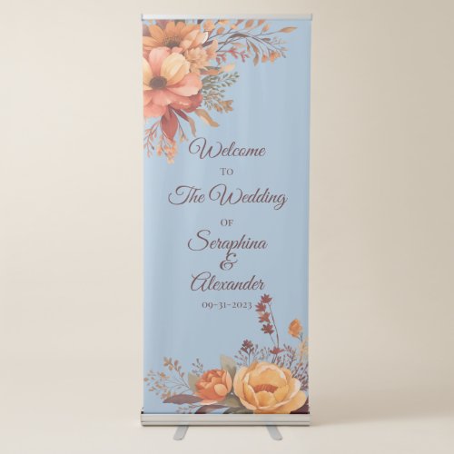 Fall Watercolor Rustic Floral Welcome Wedding Retractable Banner