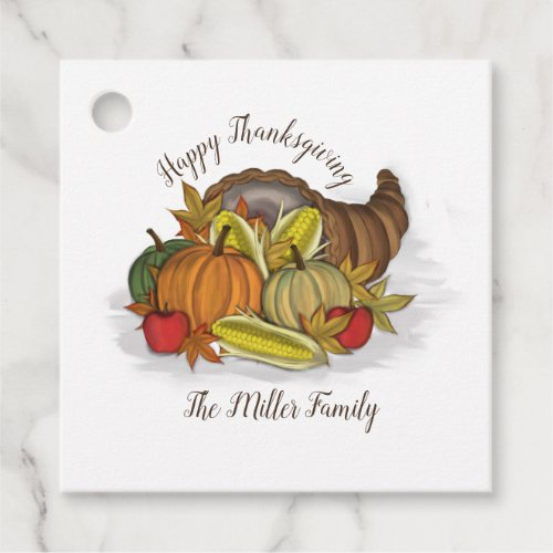 Fall Watercolor Simple Cornucopia Elegant Harvest  Favor Tags