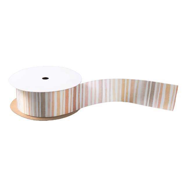 Fall Watercolor Stripe Satin Ribbon (Spool)