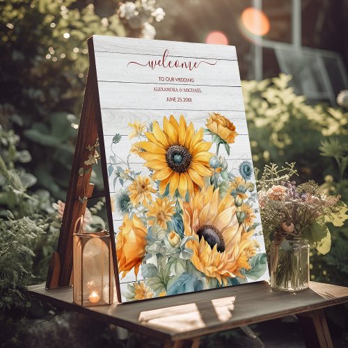 Fall Watercolor Sunflower Wedding Foam Board