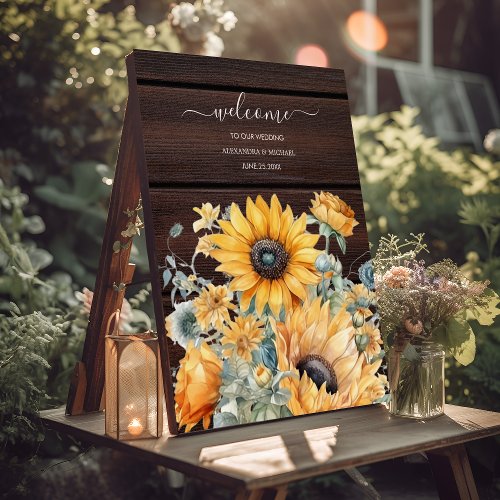 Fall Watercolor Sunflower Wedding Foam Board