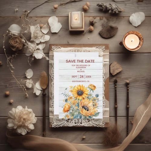Fall Watercolor Sunflower Wedding Save The Date