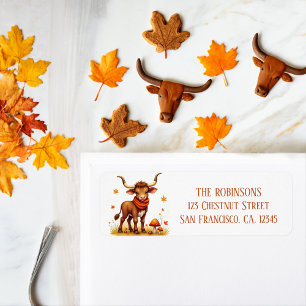 Fall Watercolor Texas Longhorn Calf Scarf Label