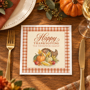 Fall Watercolor Thanksgiving Turkey Give Thanks Napkins