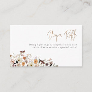 Fall Watercolor Wild Flowers Diaper Raffle Enclosure Card